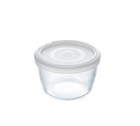 Pyrex Microwave Safe Classic Round Glass Dish with Plastic Lid 0.6 Litre White (Pack of 2)
