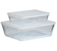Pyrex Set of 2 Glass Roasters with Plastic Storage Lids