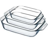 Pyrex Set of 3 Borosilicate Glass Oven Baking Dishes 2L 3.1L 4L