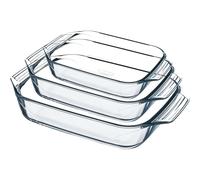 Pyrex Set of 3 Borosilicate Glass Oven Plates Made in France