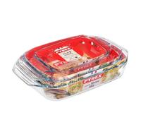 Pyrex Set of 3 Glass Oven Dishes Baking Roasting Trays Rectangular Roasters New