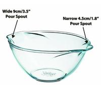 Pyrex Tempered Glass Kitchen Mixing Bowls SET OF THREE 2.5l/4.4pts Narrow & Wide Pour Spouts Thick Glass Oven to Table Dishwasher & Microwave Safe, Freezer Proof for Baking & Cooking Made in France