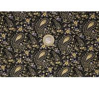 Pyrhan 100% Cotton Fabric by Rose & Hubble |Paisley with Flowers and Vines Printed Cotton Fabric by The Metre UK | 45 inches (114 cm) | Crafting Fabric & Dressmaking Fabric (Golden)