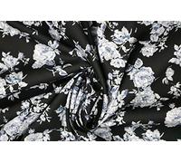 Pyrhan 100% Cotton Fabric by Rose & Hubble | Valentine Floral Printed The Metre UK 45 inches (114 cm) Crafting Dressmaking Dress Material (Black) (45-ValentineRose)