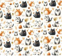Pyrhan 100% Cotton Material by Rose & Hubble | Cute Cats Printed Cotton Fabric by The Metre UK | 114 Cm 45 Inch Wide | Art & Craft | Ideal for Dress Fabric or Fat Quarters (BabyCat)
