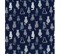 Pyrhan 100% Cotton Material by Rose & Hubble | Cute Shadow Cats Printed Cotton Fabric by The Metre UK | 114 Cm 45 Inch Wide | Art & Craft | Ideal for Dress Fabric or Fat Quarters