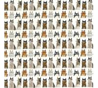 Pyrhan 100% Cotton Material by Rose & Hubble | Moody Cats Printed Cotton Fabric by The Metre UK | 114 Cm 45 Inch Wide | Art & Craft | Ideal for Dress Fabric or Fat Quarters (Wild-Scary-CAT)
