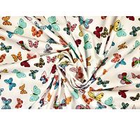 Pyrhan 100% Cotton Poplin by Rose & Hubble | Colourful Rainbow Butterfly Printed Cotton Fabric by The Metre UK | 114 Cm | Crafting & Dressmaking Fabric | Dress Fabric Material for Sewing (White)