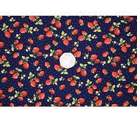 Pyrhan 100% Cotton Poplin by Rose & Hubble | Sweet Strawberry Printed Cotton Fabric by The Metre UK | 114 Cm | Crafting & Dressmaking Fabric | Dress Fabric Material for Sewing Dressmaking (Navy)