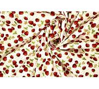 Pyrhan 100% Cotton Poplin by Rose & Hubble | Sweet Strawberry Printed Cotton Fabric by The Metre UK | 114 Cm | Crafting & Dressmaking Fabric | Dress Fabric Material for Sewing Dressmaking (Ivory)