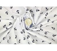 Pyrhan Anchor Patterned Polycotton Prints -Similar to 100% Cotton Fabric by Metre -45 inches Wide Perfect Fabric Material for Sewing for Beach Theme Projects- Fabric by Metre Clearance (White)