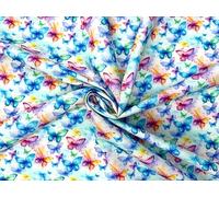 Pyrhan Butterfly Floral 100% Cotton Fabric By the Metre, Sewing Material 112 CM 45-inch Wide Print Cotton Material by the metre. Ideal to use with Any Lining Fabric, Making Fat Quarters