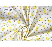 Pyrhan Cute Ducks with Floral 100% Pure Cotton Prints - 45 inches (114 cm Approx) Wide Fabric Sold by The metre - Perfect for Sewing Projects and Dress Making. (White)