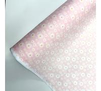 PYRHAN Daisy Floral Polycotton Fabric, 45" Wide, Tale Background with White Flowers Lightweight Printed Fabric for Quilting, Crafts, Dressmaking & Sewing by the Yard (Tale Blue) (Baby-Pink)
