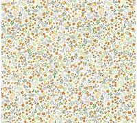 Pyrhan Floral Poly-Cotton Fabric by The Metre - 45 Inch Wide Dressmaking Fabric, Cotton Material for Quilting, Sewing, Patchwork, Floral Prints. (45-Delicate-Yellow)