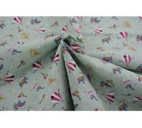 Pyrhan Ltd 100% Cotton 45" Wide Kids Circus Print Fabric Elephants Lion Ballons (Mint)