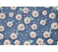 Pyrhan Ltd 100% Cotton Poplin Print Fabric Cream Daisy with Leaves 60 Inches (Grey)