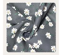 PYRHAN LTD Daisy Floral Polycotton Fabric - 45" Wide, Black Background with White Flowers - Lightweight Printed Fabric for Quilting, Crafts, Dressmaking & Sewing by The Yard(Black)