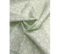 PYRHAN LTD Daisy Floral Polycotton Fabric - 45" Wide, Mint Background with White Flowers - Lightweight Printed Fabric for Quilting, Crafts, Dressmaking & Sewing by The Yard(Mint)