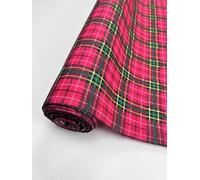 Pyrhan Polycotton Christmas Fabric by The Metre 45 Inch Wide Dressmaking & Craft Material Golden Reindeer Print on Navy Sewing, Quilting & DIY Arts Fabric (45-Xmax-Red-Tartan)