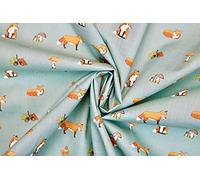 Pyrhan Polycotton Fox Patterned Printed Fabric - 45 Inch Wide - Similar to 100% Cotton - Quilting Fabric for Sewing Kits and Accessories (Duck Egg)