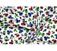 Pyrhan Printed Polycotton Fabric - 45" Wide Sewing Material by The Metre - Quilting, Dressmaking, Craft & Home Décor - Christmas, Animal, Stripes, Music & More (Multi Tracktor Print)