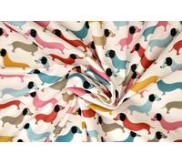 Pyrhan Printed Polycotton Fabric - 45" Wide Sewing Material by The Metre - Quilting, Dressmaking, Craft & Home Décor - Christmas, Animal, Stripes, Music & More (Dachshund Print)