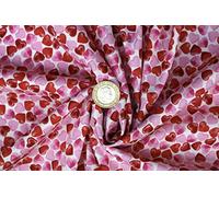 Pyrhan Rose Petal Hearts 100% Pure Cotton Prints - 45 inches (114 cm Approx) Wide Fabric Sold by The metre - Perfect for Sewing Projects and Dress Making. (White)
