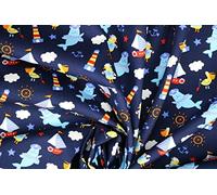 Pyrhan Sailer Seal Anchor Ocean Light Tower 100% Pure Cotton Prints - 45 inches (114 cm Approx) Wide Fabric Sold by The metre - Perfect for Sewing Projects and Dress Making (Navy)