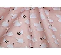 Pyrhan Swan Patterned Polycotton Prints - Similar to 100% Cotton Fabric by Metre - 45 inches Wide Perfect Fabric Material for Sewing- Fabric by The Metre Clearance (Peach)