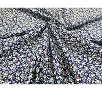 Pyrhan Vintage Patterned Floral Fabric 100% Pure Cotton Prints - 60 inches Extra Wide Fabric by The metre - Perfect for Sewing Projects and Dress Making - Cotton Fabric by The Metre Clearance (Navy)