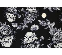 Pyrhan Wide Rose Sketch 100% Pure Cotton Prints - 58 inches Wide Fabric Sold by The metre - Perfect for Sewing Projects and Dress Making (Black)