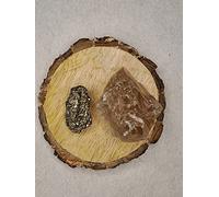 Pyrite And Smoky Quartz Aaa Grade Raw Natural Crystal Combo With Wooden Natural Bark Coaster For Healing, Meditation And Manifestation-B0C6GLRBMRNAMZ