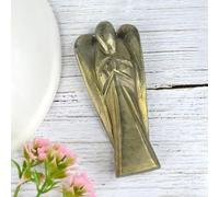 Pyrite Crystal Angel, Guardian Angel Crystal Reiki Healing Crystals Fools Gold Attract Money Energy Bless Hand Carved Pyrite Angel Gemstone Pocket Angel Home Office Decor 3"