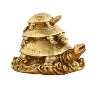 Pyrite Crystal Turtle Brass Figurine, Lucky Tortoise Inspired Decor Statue for Desk, Shelf, Home, Office Display - Gift(B)