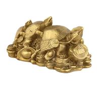 Pyrite Crystal Turtle Brass Figurine, Lucky Tortoise Inspired Decor Statue for Desk, Shelf, Home, Office Display - Gift(A)