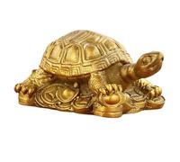 Pyrite Crystal Turtle Brass Figurine, Lucky Tortoise Inspired Decor Statue for Desk, Shelf, Home, Office Display - Gift(D)