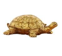 Pyrite Crystal Turtle Brass Figurine, Lucky Tortoise Inspired Decor Statue for Desk, Shelf, Home, Office Display - Gift(C)