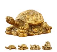 Pyrite Tortoise Inspired Decor, Pyrite Tortoise Statue, Tortoise Statue Feng Shui - Attracts Wealth & Abundance, for Home Office Desk Shelf, Brass Turtle Ornament Tea, Pet Sculpture Desktop(A)