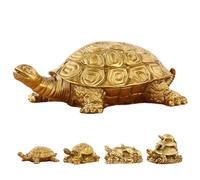 Pyrite Tortoise Inspired Decor, Pyrite Tortoise Statue, Tortoise Statue Feng Shui - Attracts Wealth & Abundance, for Home Office Desk Shelf, Brass Turtle Ornament Tea, Pet Sculpture Desktop(D)