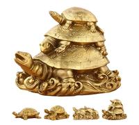 Pyrite Tortoise Inspired Decor, Pyrite Tortoise Statue, Tortoise Statue Feng Shui - Attracts Wealth & Abundance, for Home Office Desk Shelf, Brass Turtle Ornament Tea, Pet Sculpture Desktop(B)