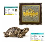 Pyrite Tortoise Original Certified with Seven Running Horses on Raw Pyrite Frame | Vastu Items for Home & Office | Wealth, Money & Success Attraction | Good Luck Feng Shui Combo for Business Growth