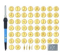 Pyro Letters Kit - Wood Burning Tool, Adjustable Temperature Pen, Alphabetical Number Stamps with Engraving Template Supporting Embossing for Beginners and Artists Design