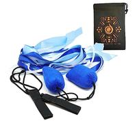 Pyro Pixies Elemental Ribbon Poi and Cascade Juggling Bag - Beginner Practice Ribbon Tail Poi Set (Aqua)