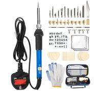 Pyrography Kit 45 in 1 Wood Burning Set, 60W Adjustable Temperature 200-450°C Engraving Pen Wood Burner Tool Kit, HeatResistant Gloves & Carry Case for Beginner Adults DIY Craft Wood Carving Embossing