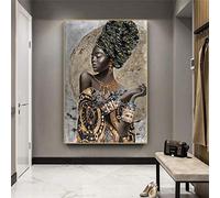 PYROJEWEL Canvas Paintings African Black Woman Graffiti Art Posters and Prints Abstract Wall Art Pictures Living room Wall Decor 80x120cm Frameless