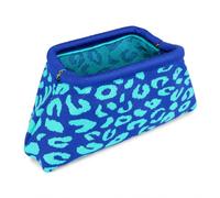 Pyrrhiax American Mah Jongg Tile Bag, Woven Mahjong Storage Pouch with Wide Opening, Portable Case for Tiles, Gift for Mahjong Lovers (Blue Green, Leopard)
