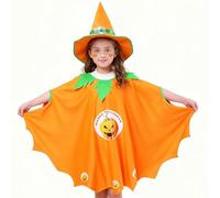 PyrrlicToy 3Pcs Kids Pumpkin Costume Kids Pumpkin Outfit Set Including Pumpkin-themed Children's Cape Cute Hats for Halloween Waterproof Face Stickers Ideal for Holiday Parties and Role Play