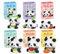 PyrrlicToy 6PCS Cute Animals Micro Blocks Set Panda Building Blocks Set Animal Micro Building Blocks Suit for Children 14+ Years Old Panda Gift for Adults