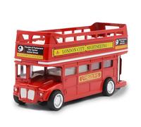 PyrrlicToy Bus Toy Double Decker, Bus Double Decker Red Models Toy, 1:64 Scale Pull-Back Car,Models Pull Back City Car Accessories for Kids